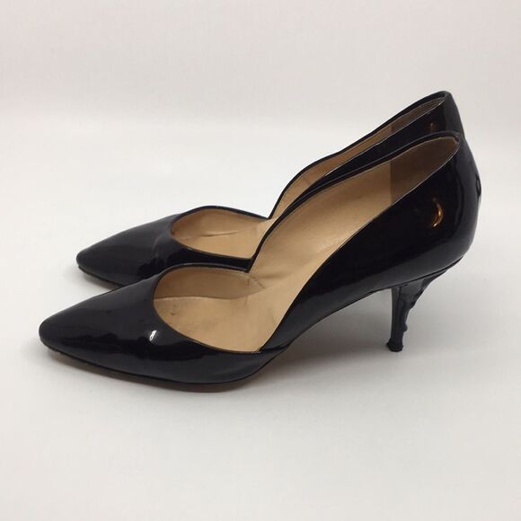 Escada Vintage Black Patent Leather Sculptural Heels Sz 38 US 8 - Picture 4 of 16